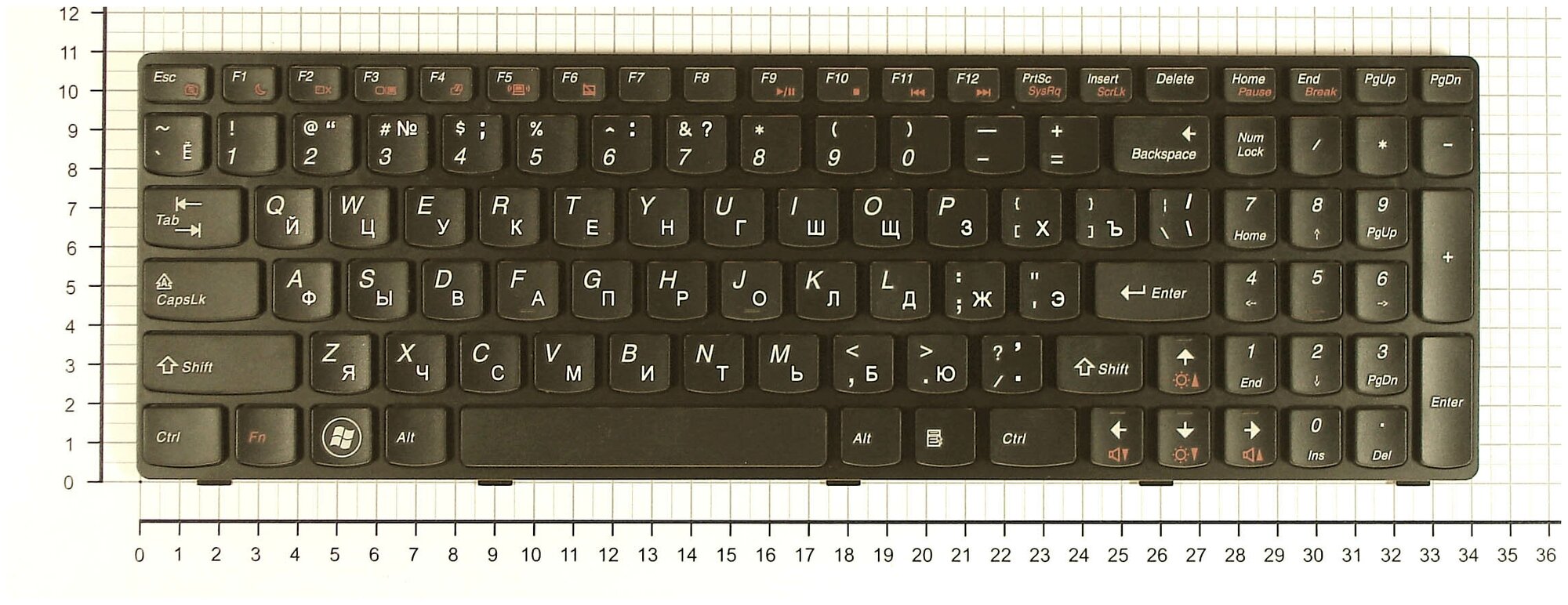 Клавиатура для ноутбука Lenovo 25-011731 черная с рамкой