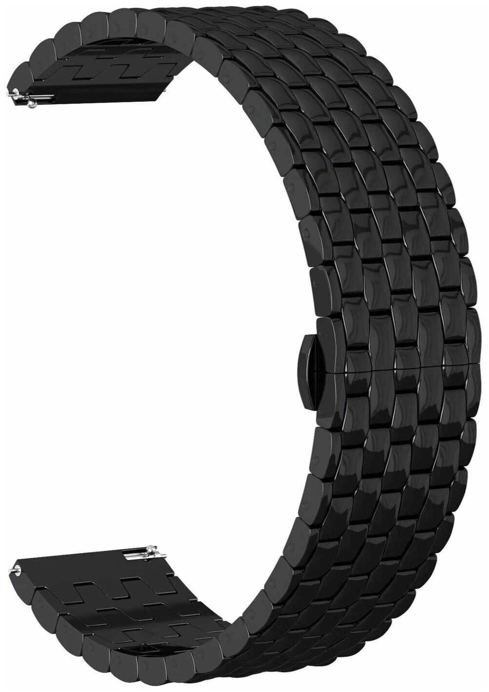 Ремешок металлический GSMIN Snake Pro 22 для Samsung Gear S3 Frontier / Classic / Galaxy Watch (46 mm) (Черный)