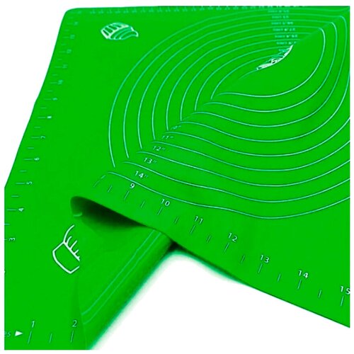 фото Профессиональный силиконовый коврик для выпечки и раскатки теста, с разметкой, зеленый, 70х70 см libra plast