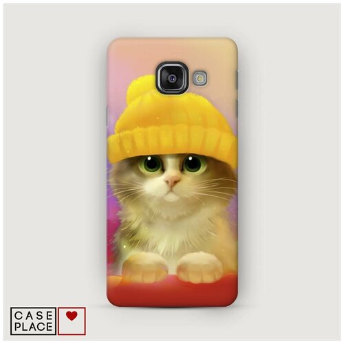 фото Чехол пластиковый samsung galaxy a7 2016 котенок в желтой шапке case place