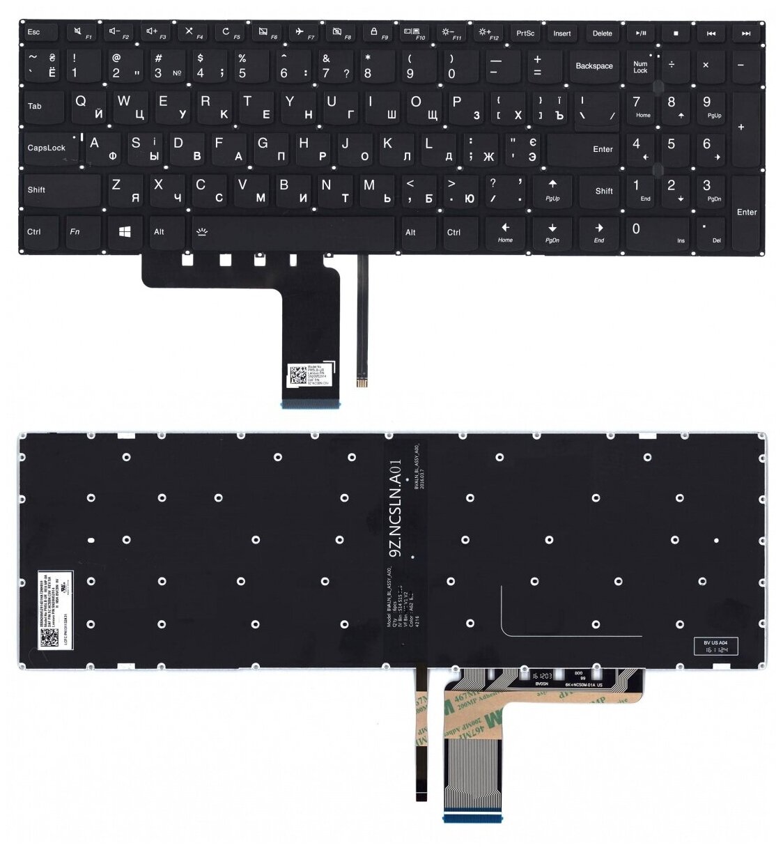 Клавиатура для ноутбука Lenovo IdeaPad 310-15IAP Русская черная с подсветкой 1930₽