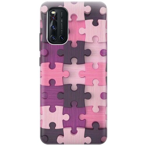 фото Ультратонкий силиконовый чехол-накладка для vivo v19 с принтом "сиреневый паззл" gosso