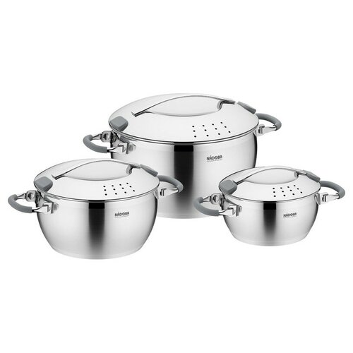 фото Набор кастрюль nadoba с металлическими крышками, 6 пр., 24 см/5,8 л., 20 см/3,2 л., 16 см/1,5 л., серия mlada (727718)