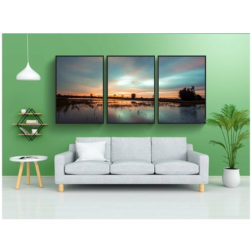 фото Набор модулных постеров для интерьера "поле, деревенский, тайский" 60x90 см. в тубусе, без рамки lotsprints