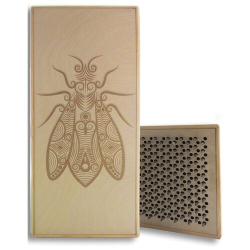 фото Доска садху черная животные - 12, размер 31x14, шаг гвоздей 10 мм чакра