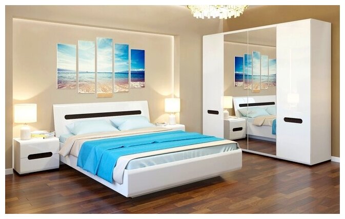 фото Комплект Спальни Black Red White Ацтека, белый блеск