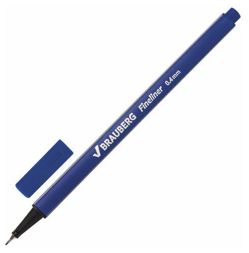Ручка капиллярная (линер) BRAUBERG "Aero", синяя, трехгранная, металлический наконечник, линия письма 0,4 мм, 142253 5 шт