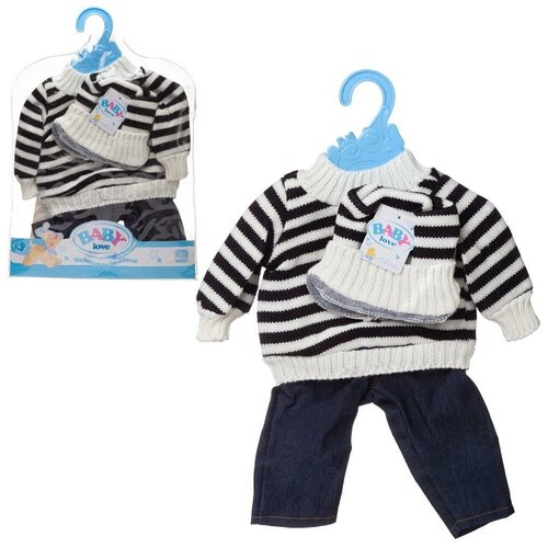 Junfa Одежда для кукол: шапочка, кофточка и штаны, размер: 30x20см, 2 шт.