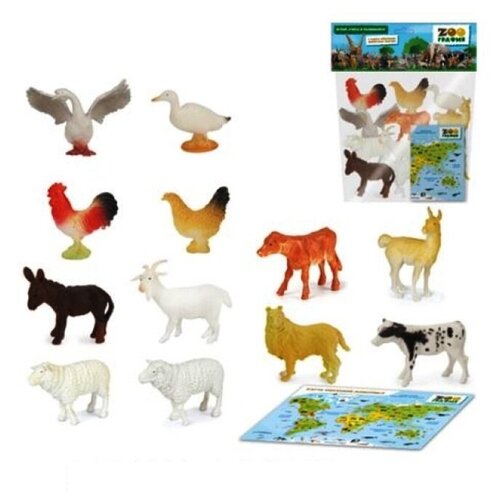 фото Zooграфия. набор "домашние животные" с картой обитания внутри (12 шт в наборе) арт.200661678/9810 s+s toys