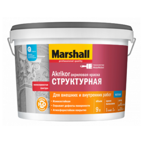 Декоративное покрытие Marshall Akrikor структурная, белый, 9 л