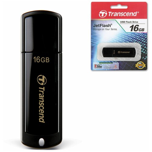 Флеш-диск 16 GB, комплект 10 шт., TRANSCEND Jet Flash 350, USB 2.0, черный, TS16GJF350