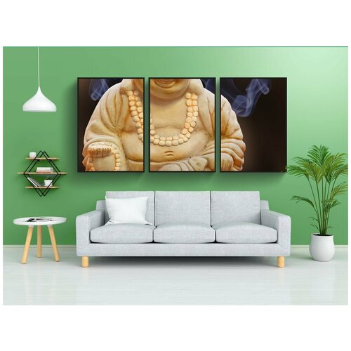 фото Набор модулных постеров для интерьера "будда, фигура, курить" 60x90 см. в тубусе, без рамки lotsprints