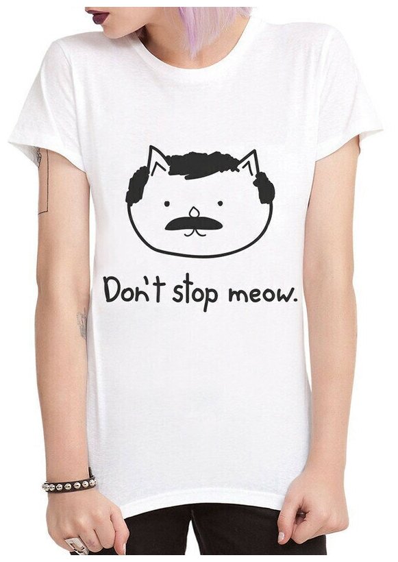 Футболка DreamShirts Queen - Don't Stop Meow Женская белая 