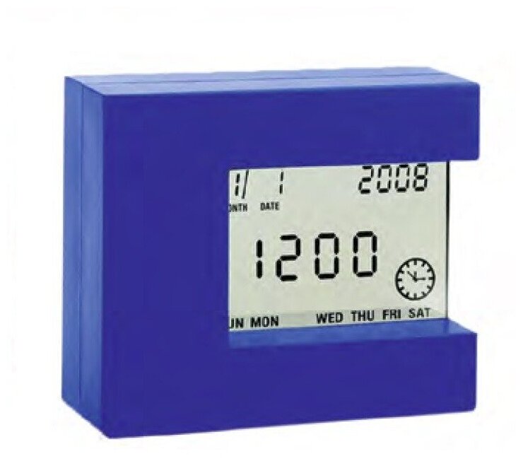 Цифровой комнатный термометр с часами Т-08, синий
