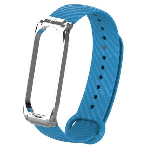 Ремешок силиконовый с металлическим основанием для Xiaomi Mi Band 4 Strap (Light Blue/Светло-Голубой