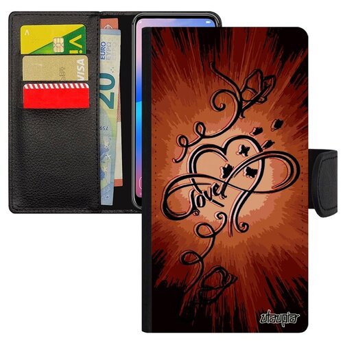 фото Необычный чехол-книжка для мобильного // xiaomi mi 8 // "бесконечность" вселенная сердце, utaupia, светло-коричневый