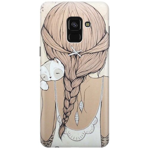 фото Re:paчехол - накладка artcolor для samsung galaxy a8+ (2018) с принтом "девочка в обнимку с котом"