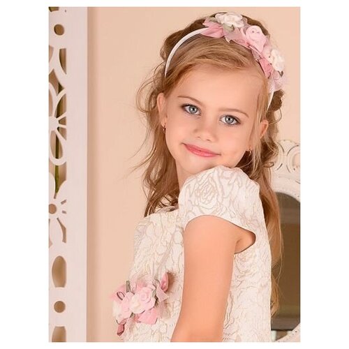 Праздничное платье для девочки Изабелла+перчатки+сумочка+ободок, Lila Style (140 персик)