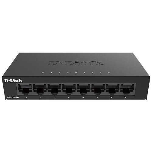 Коммутатор D-Link DGS-1008D комплект 5 штук коммутатор d link 8 портов 10 100 1000base t неуправляемый dgs 1008d k2a