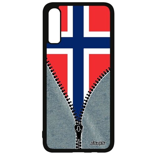 фото Красивый чехол на телефон // galaxy a70 // "флаг норвегии на молнии" государственный туризм, utaupia, серый