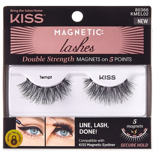 Kiss накладные ресницы Magnetic Lashes Tempt, U, черный, 2 шт.