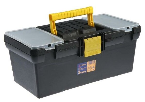 Ящик для инструмента тундра, 16", 390 х 200 х 170 мм, пластиковый, лоток, два органайзера 6627782