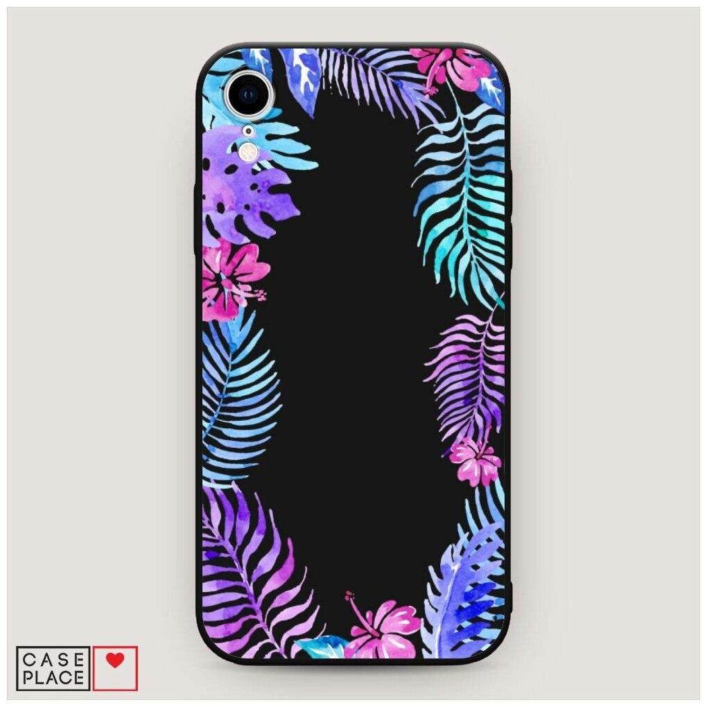 Матовый силиконовый чехол "Пальмовые ветви арт" на Apple iPhone XR (10R) / Айфон Икс Р