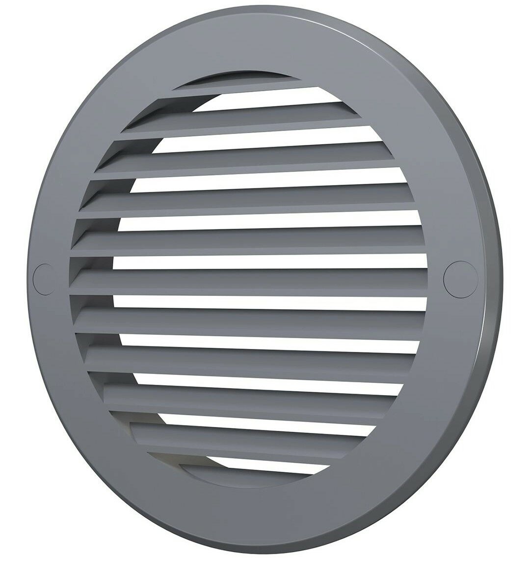 Решетка вентиляционная 125 с фланцем круглая пластик 12РКН серая