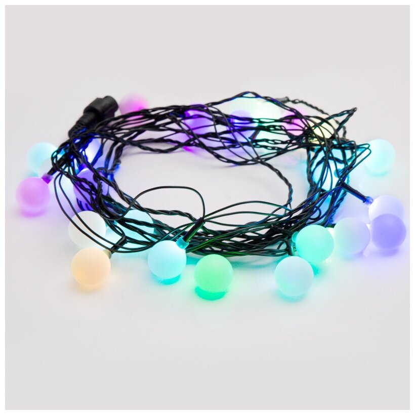 Гирлянда "LED-Шарики" 5м d=25мм 25LED RGB темно-зел. провод 6Вт 220В IP20 303-559 Neon-Night - фото №5