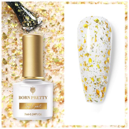 Born Pretty верхнее покрытие Glitter Top Coat, gtrp02, 7 мл masura гель лак basic золотое мехенди 3 5 мл кирпичный с золотистой фольгой плотный