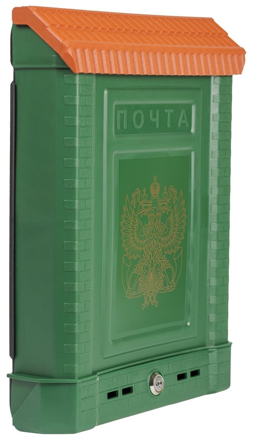 Ящик почтовый премиум внешний (с замком) зеленый (двухглавый орел) - фотография № 2