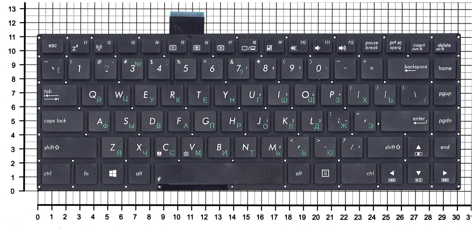 Клавиатура для ноутбука Asus 0KNB0-4108RU00 черная без рамки плоский Enter