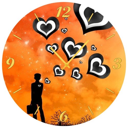 фото Svs настенные часы svs 3002078 черно-белые сердца