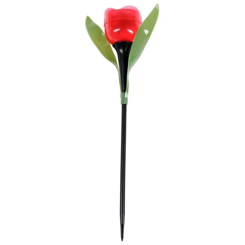 Фонарь садовый на солнечной батарее Тюльпан красный 30.5 см, d-5 см, 1 led, пластик