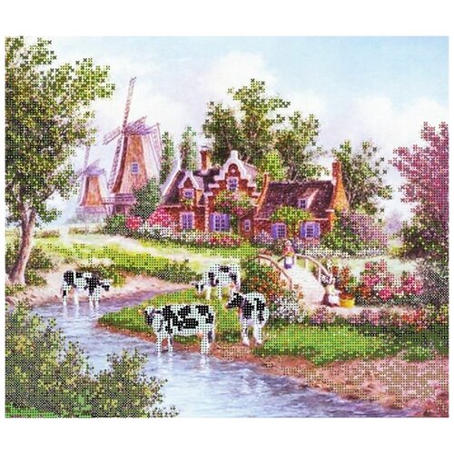 фото Набор для вышивания астрея (глурия) коровы а3 (бисер: 13 цветов, в комплект не входит!) 35х30см