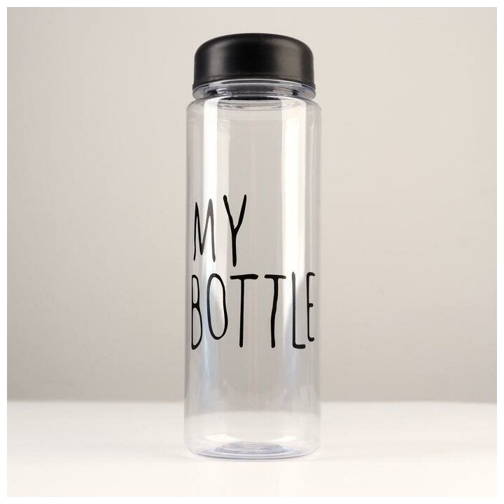 Бутылка для воды КНР "My bottle", 500 мл, 19х6,5 см, черная (2463600)