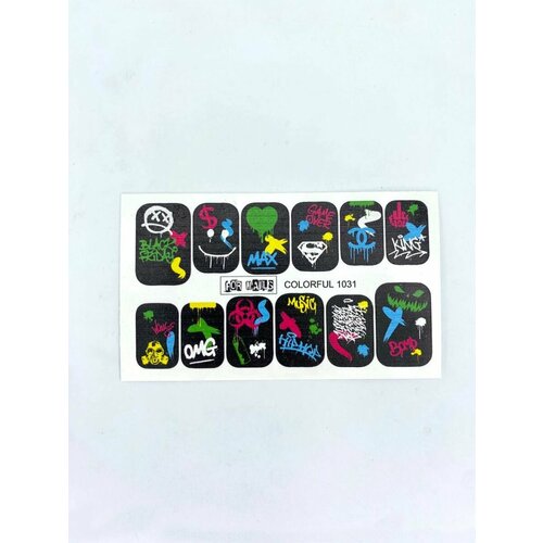 Слайдер (водные наклейки) для дизайна ногтей CF1031 граффити