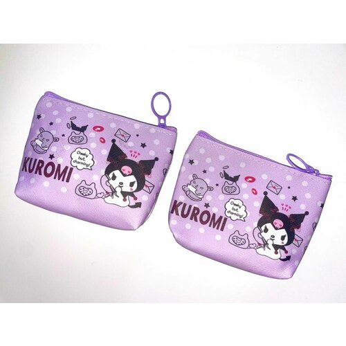 сумка hello kitty kawaii kuromi melody cinnamoroll плюшевая сумка для хранения большой емкости мультяшный sanrio сумка для хранения для девочек косметичка Кошелек , фактура перфорированная, фиолетовый