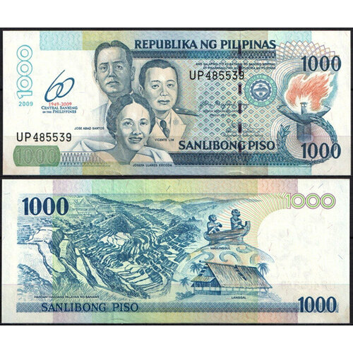 банкнота филиппины 2 песо 1981 pick 166a юбилейная y340111 Филиппины 1000 песо 2009 (UNC Pick 205)