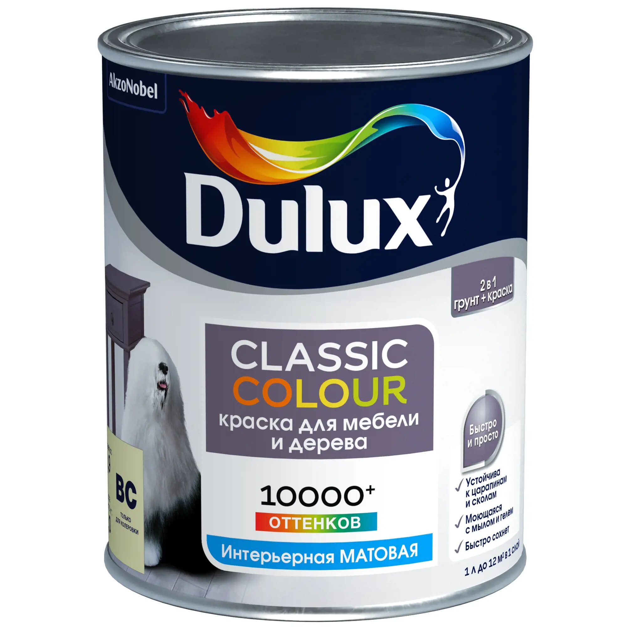 Краска для мебели и дерева Dulux CС 0.9 л бесцветный