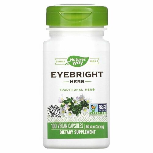 Очанка лекарственная 430мг Nature's Way, Eyebright Herb 100 капсул / Для глаз, зрения, от воспаления / Для взрослых мужчин и женщин