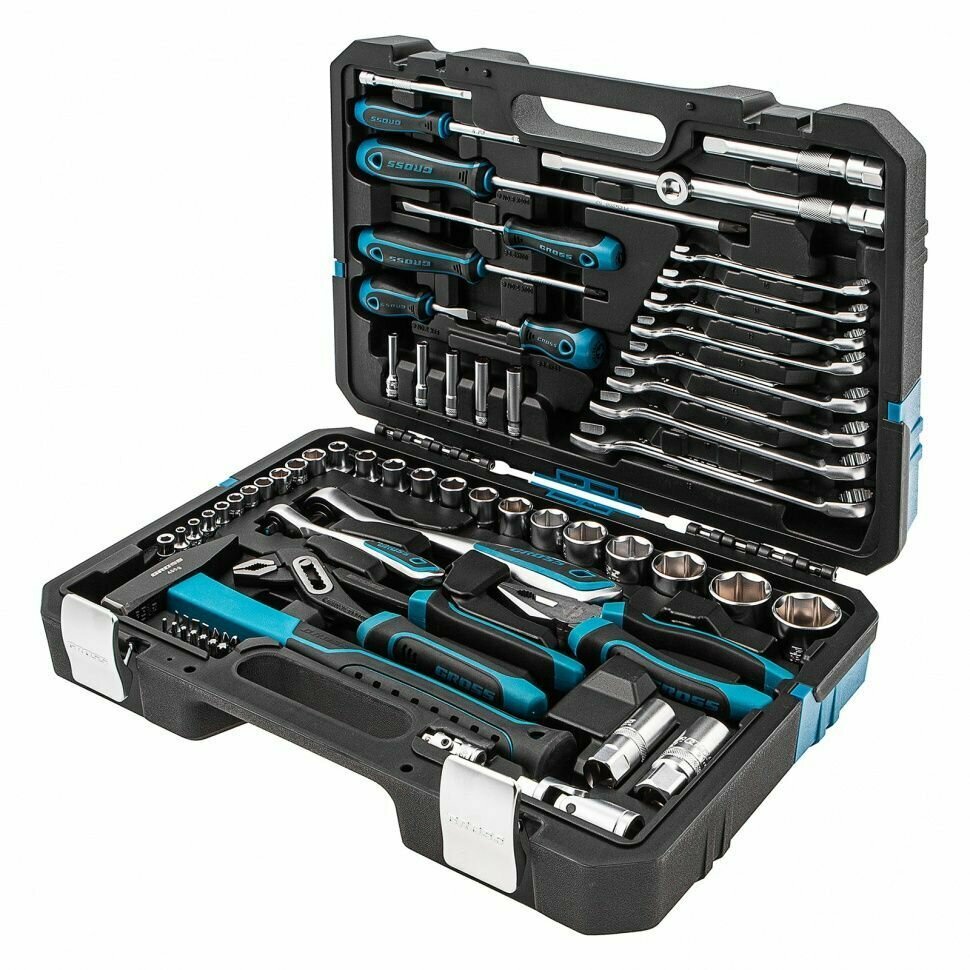 Набор инструментов, 1/4", 1/2", CrV, 120 зубьев, 76 предметов Gross 14156