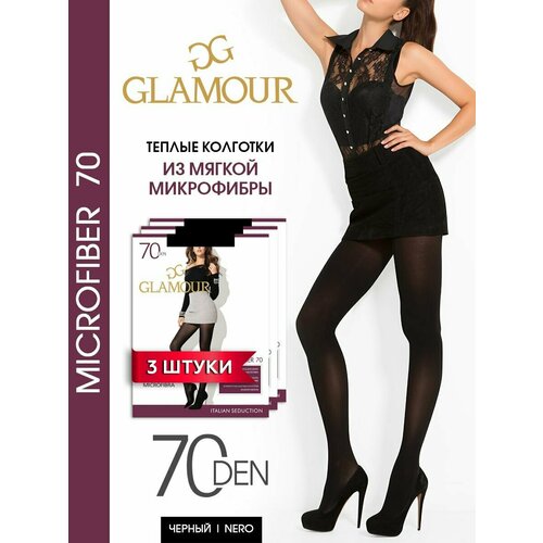 фото Колготки glamour microfiber 70, 70 den, 3 шт., размер 4, nero/черный