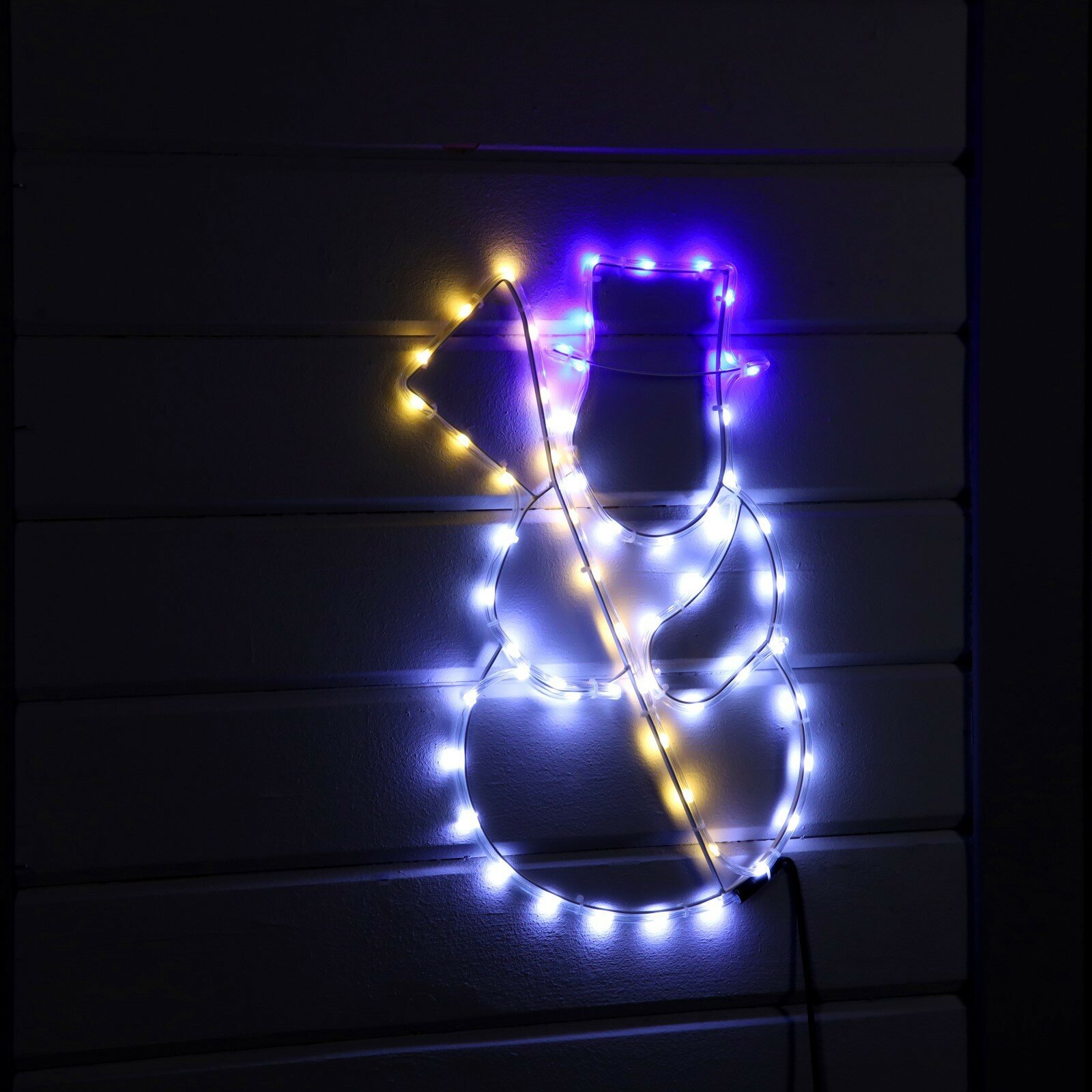 Светодиодная фигура «Снеговик» 48 × 52 см дюралайт 60 LED 220 В свечение белое/тёплое белое/синее