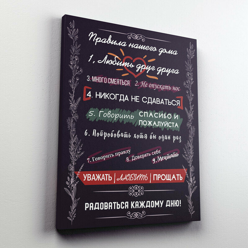 Интерьерная картина на холсте "Правила нашего дома" размер 45x60 см — фото 1