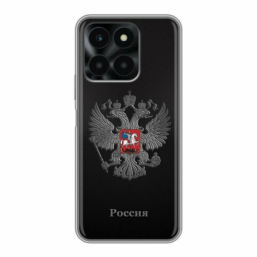 Дизайнерский силиконовый чехол для Хонор Х6а / Huawei Honor X6a герб России серебро чехол накладка силиконовый для телефона honor x6a противоударный матовый бордовый темный розовый