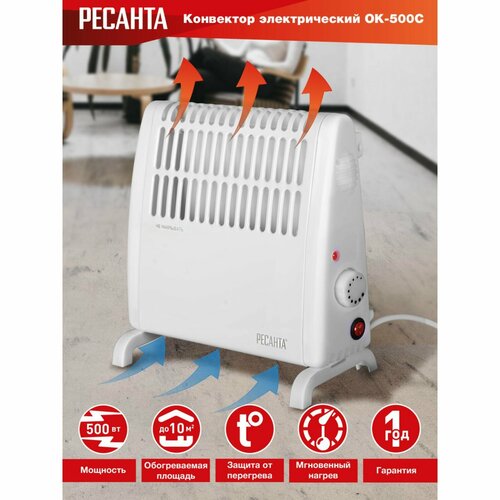 Обогреватель ОК-500С конвекторный 500 Вт механ регулировка стич белый 388200₽