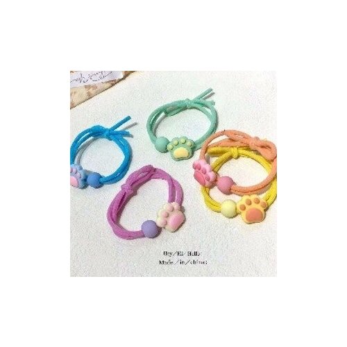 Резинки для волос детские 2шт «мятный БУМ», лапки, микс 5 цветов, d-5.5см (Кокетка)