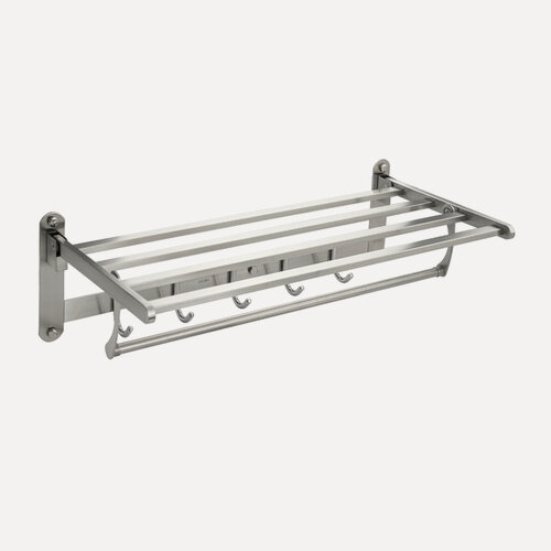 Изображение товара Полка для полотенец с крючками из матовой нержавеющей стали марки SUS 304 цвет сатин GFmark 1041