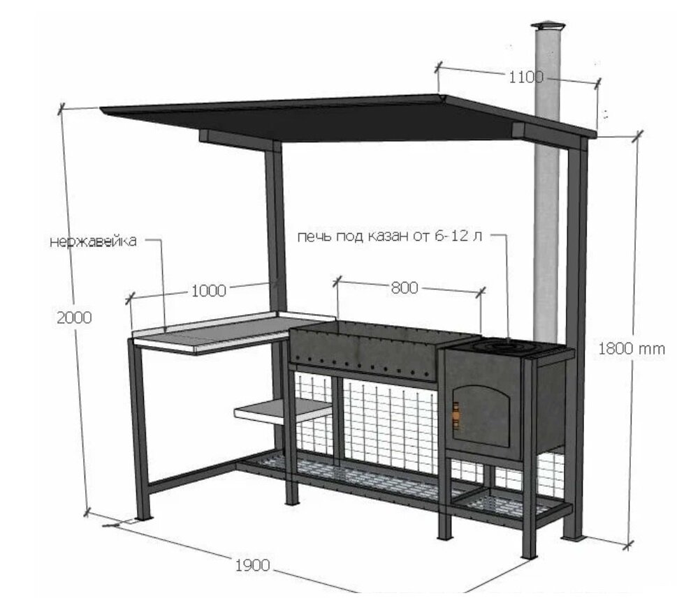 Мангал с крышей METAL мангал "Богатырь"